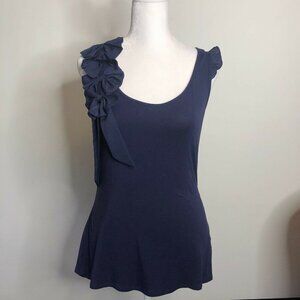 Cremieux S Navy Blue Top Sleeveless Flutter Sleeve